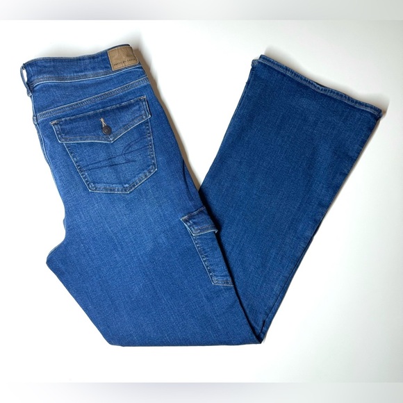 American Eagle Women’s Kick Boot Low Rise  Jeans Size- 14 Regular - Picture 9 of 11